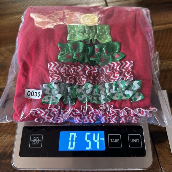 Good Lad Girls Size 4 100% Cotton Ribbon Christmas Tree Tunic Bows Ruffles Red - Picture 8 of 8